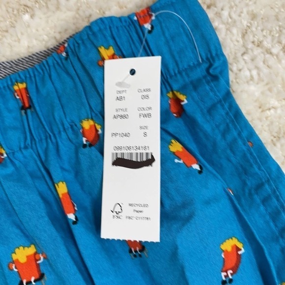 J. Crew cotton printed boxer fries workout blue S Small - Picture 3 of 5